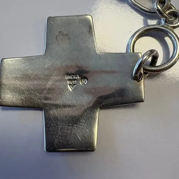 SILPADA 925 Sterling Silver Cross Necklace Toggle Closure Chunky Chain - Picture 7 of 9